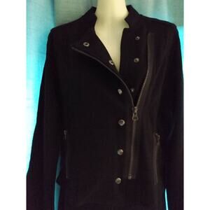 Unlined Romeo & Juliet Couture Black Zip & Snap Moto‎ Jacket, Size S
